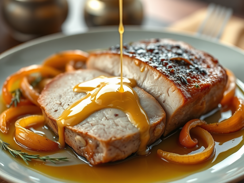 Saffron-Streamed Pork Loin: A Dish of Depth and Delicacy