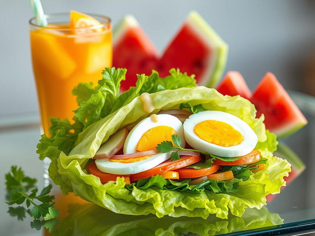 Simple Egg Sandwich with Mango Twist Drink